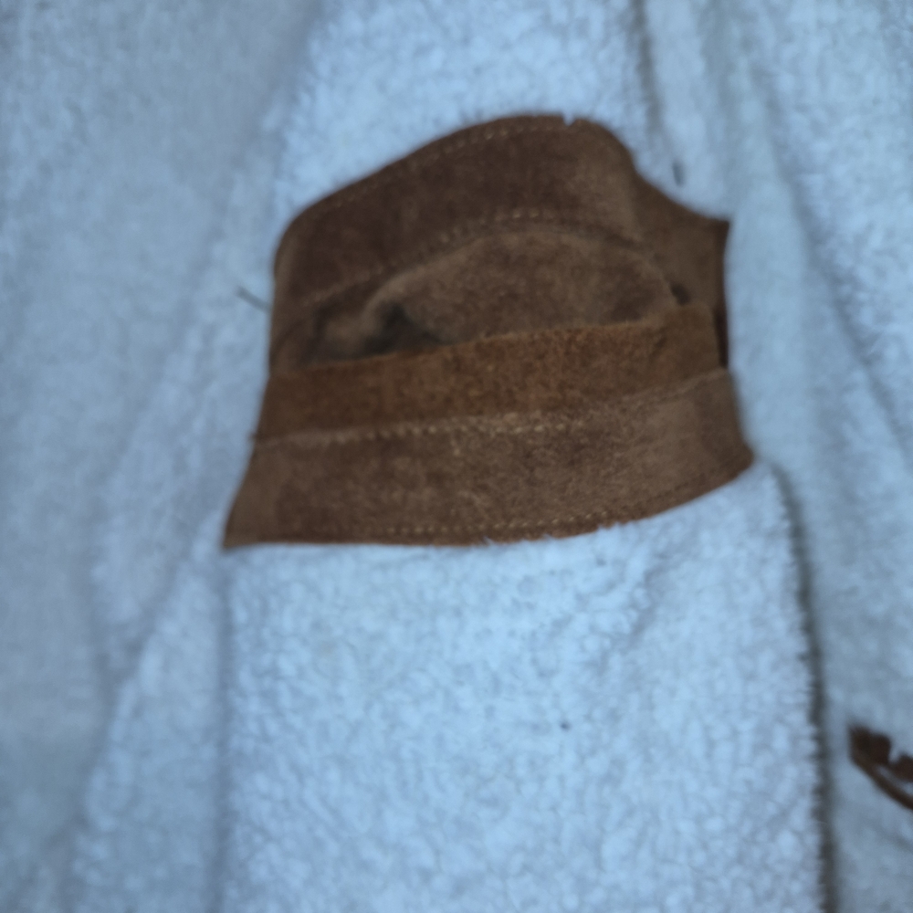 Brown and Cream Shearling Leather Jacket - Picture 8 of 8
